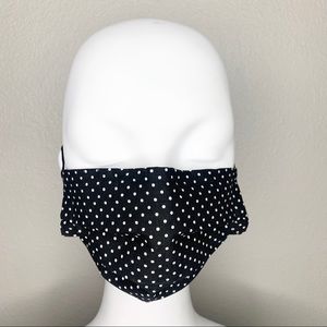 Black w White Polka Dots Mask w Nose Wire & Pocket